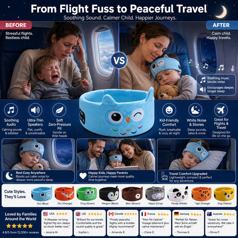 Kids' Bluetooth Headband Headphones – Wireless Sleep & Travel Headphones