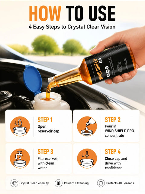 🚗 HD Clear Glass Cleaner – Removes Oil Film, Road Grime & Night Glare for Safer Driving