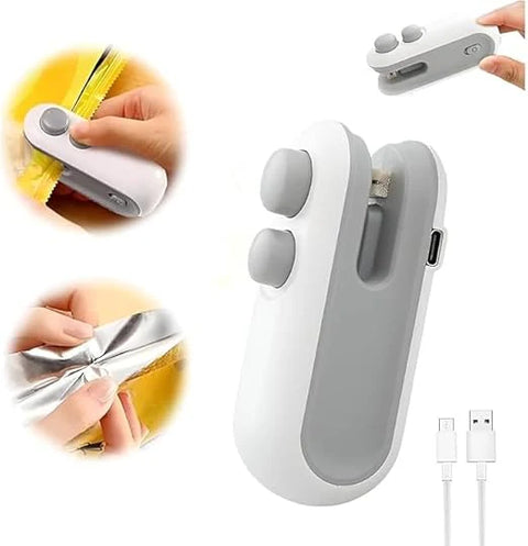 2-in-1 Mini Heat Sealer – USB-C Rechargeable Food Bag Sealer with Cutter Blade