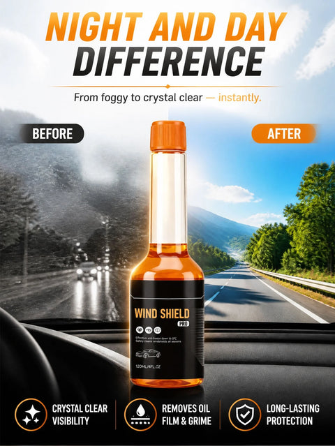 🚗 HD Clear Glass Cleaner – Removes Oil Film, Road Grime & Night Glare for Safer Driving