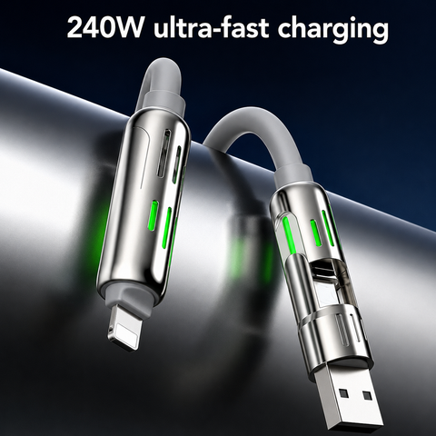 4-in-1 Fast Charging Cable – 240W Multi-Connector Cable
