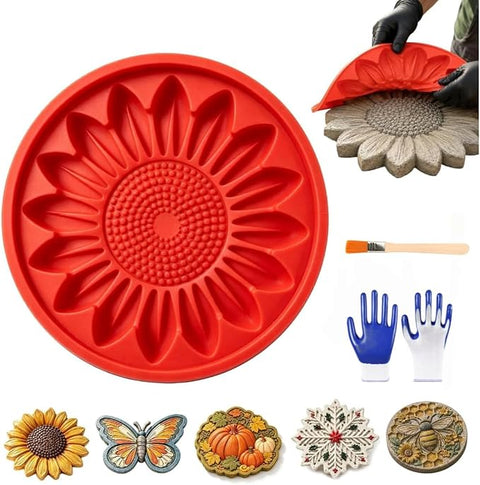 🔥 50% OFF | Reusable Sunflower Stepping Stone Mold – DIY Concrete Garden Path Mold