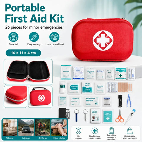 🔥 50% OFF | 26-Piece Portable First Aid Kit – Compact Emergency Kit for Every Journey