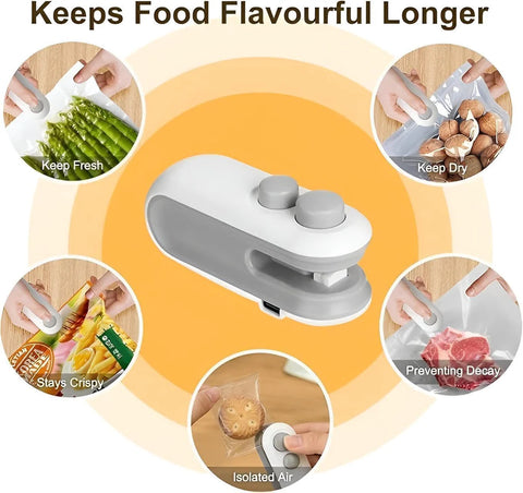 2-in-1 Mini Heat Sealer – USB-C Rechargeable Food Bag Sealer with Cutter Blade