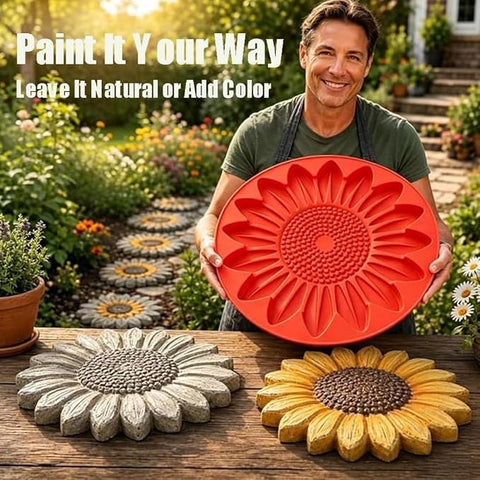 🔥 50% OFF | Reusable Sunflower Stepping Stone Mold – DIY Concrete Garden Path Mold
