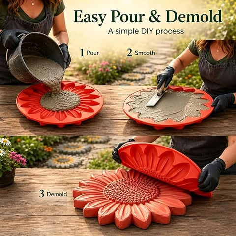 🔥 50% OFF | Reusable Sunflower Stepping Stone Mold – DIY Concrete Garden Path Mold