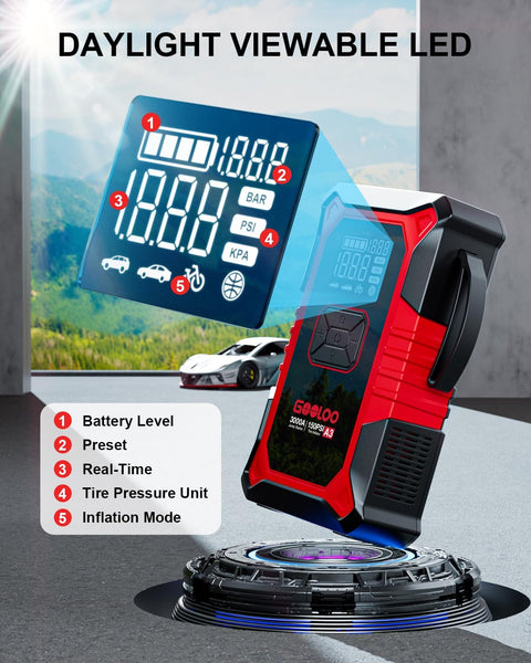 3000A Car Jump Starter with 150PSI Air Compressor