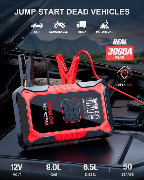 3000A Car Jump Starter with 150PSI Air Compressor