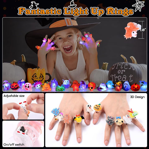 🎃 LED Halloween Glowing Ring – Flashing Light-Up Party Accessory