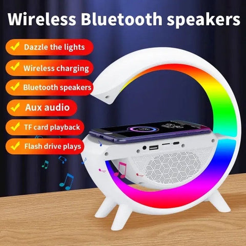 Smart RGB LED Atmosphere Lamp – Wireless Charger & Digital Clock