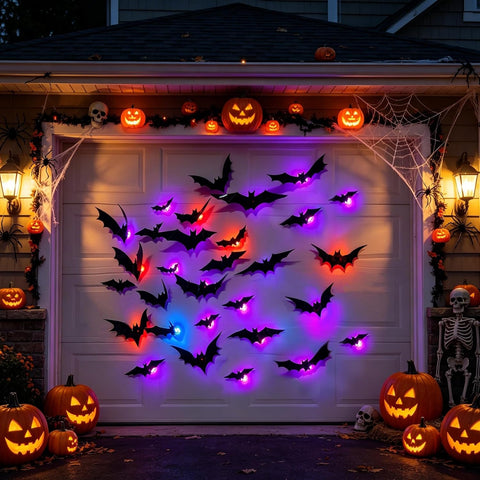 🦇 3D LED Halloween Bat Wall Stickers (60–120 PCS) – Glow-in-the-Dark Party Decorations ⭐