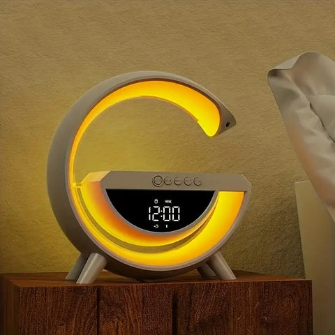 Smart RGB LED Atmosphere Lamp – Wireless Charger & Digital Clock