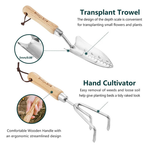 Premium 4-Piece Stainless Steel Garden Tool Set – Trowel, Rake, Pruning Shears & Gloves