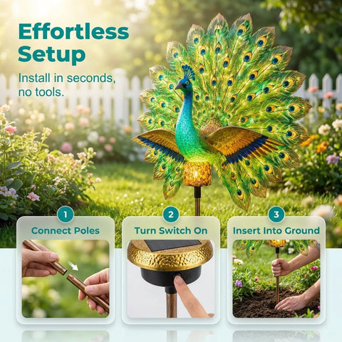 Animated Solar Peacock Garden Light for Magical Nights 🌙🦚✨