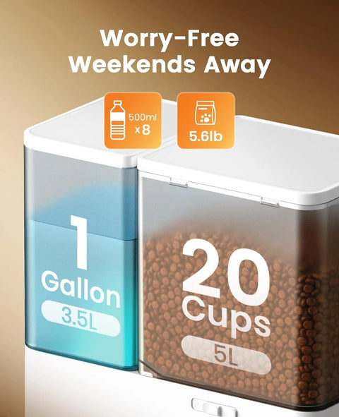 2-in-1 Smart WiFi Automatic Cat Feeder & Water Fountain – 5L Food + 3.5L Water