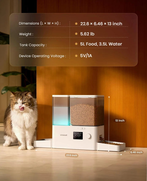 2-in-1 Smart WiFi Automatic Cat Feeder & Water Fountain – 5L Food + 3.5L Water
