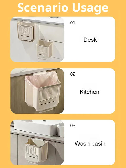 Foldable Hanging Trash Can – Leakproof, Space-Saving & Easy to Clean