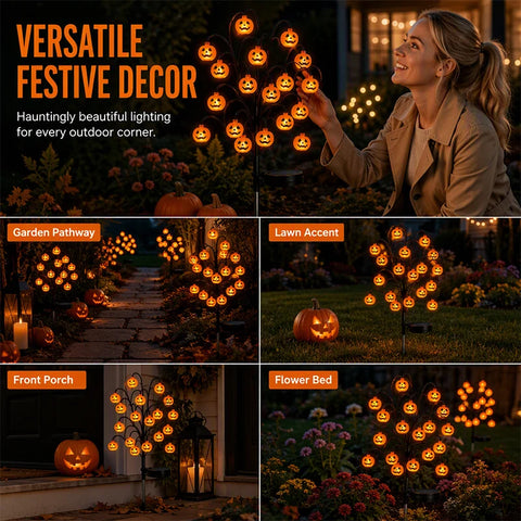 🎃 Halloween Pumpkin Solar Branch Lights – Waterproof & 50% OFF 🦇
