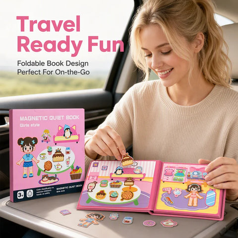 Kids Magnetic Quiet Book – Montessori Learning Puzzle Toy for Boys & Girls