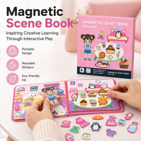 Kids Magnetic Quiet Book – Montessori Learning Puzzle Toy for Boys & Girls