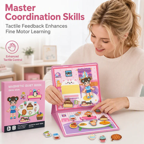 Kids Magnetic Quiet Book – Montessori Learning Puzzle Toy for Boys & Girls
