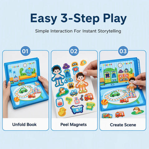 Kids Magnetic Quiet Book – Montessori Learning Puzzle Toy for Boys & Girls