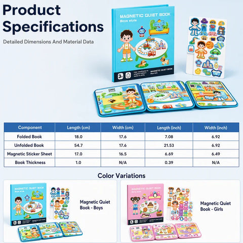 Kids Magnetic Quiet Book – Montessori Learning Puzzle Toy for Boys & Girls