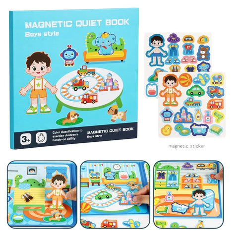 Kids Magnetic Quiet Book – Montessori Learning Puzzle Toy for Boys & Girls